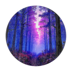 Planche À Découper Bois Crépuscule Pourpre : Art Surréaliste