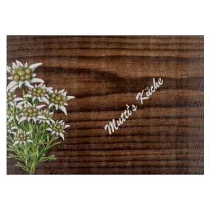 Planche À Découper Bois foncé et Edelweiss sur mesure