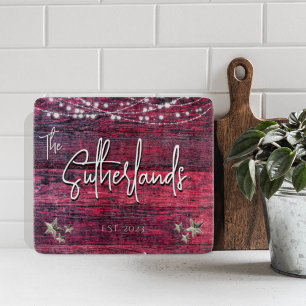 Planche À Découper Bois rouge rustique sur mesure Année de création