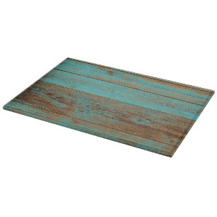 Planche À Découper Bois Turquoise rustique