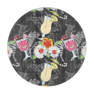 Planche À Découper Boissons Tropicales Avec Animaux