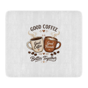 Planche À Découper Bon café, bons amis avec deux tasses à café
