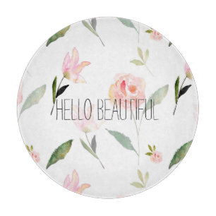 Planche À Découper Bonjour belle aquarelle florale