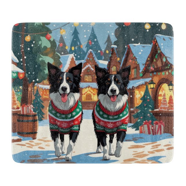 Planche À Découper Border Collie Dogs Christmas Snow Holiday (Devant)