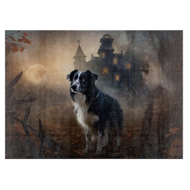 Planche À Découper Bordure Collie Halloween effroi (Devant)