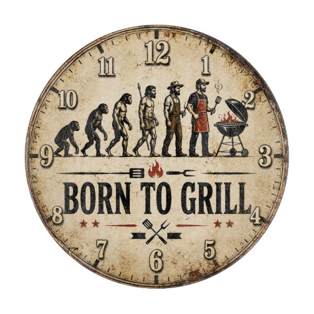 Planche À Découper Born to Grill Funny BBQ Evolution (Devant)