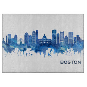 Planche À Découper Boston Massachusetts Skyline Blue