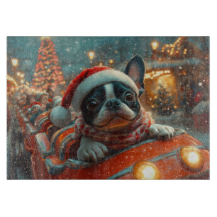Planche À Découper Boston Terrier Dog Roller Dessous de verre Noël