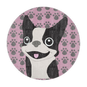 Planche À Découper Boston Terrier, Rose Poussiéreux