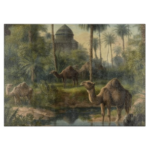 Planche À Découper Botanique : dromadaires dans la jungle près d'une 