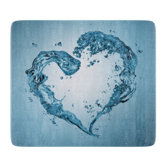 Planche À Découper Bouffées d'eau en forme de coeur (Devant)
