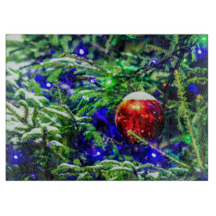 Planche À Découper Boule rouge arbre de Noël vert