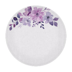 Planche À Découper Bouquet de fleurs violettes à l'aquarelle