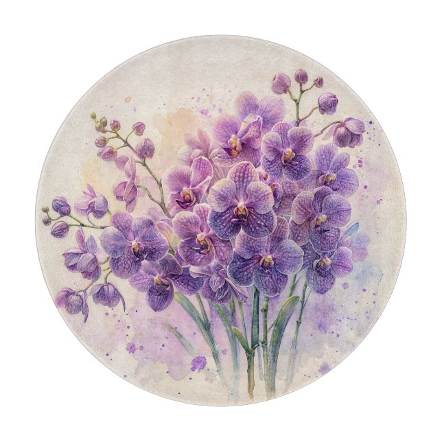 Planche À Découper Bouquet d'orchidée violette (Devant)