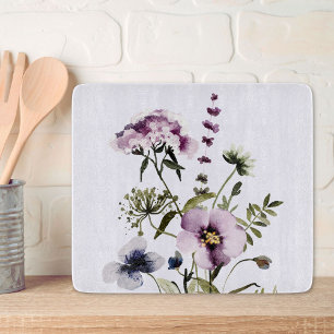 Planche À Découper Bouquet Fleur sauvage pourpre Aquarelle Florale