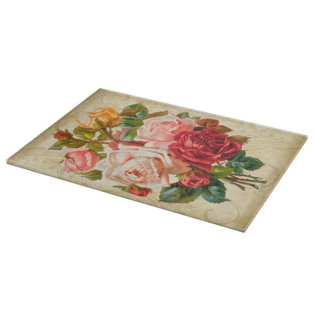 Planche À Découper Bouquet rose victorien (Coin)