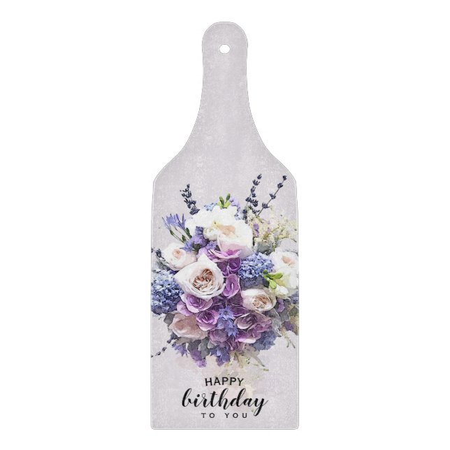 Planche À Découper Bouquet vintage | Calligraphie d'anniversaire Cust (Devant)