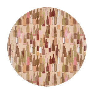 Planche À Découper Bouteilles de vin, couleurs de terre, arrière - pl