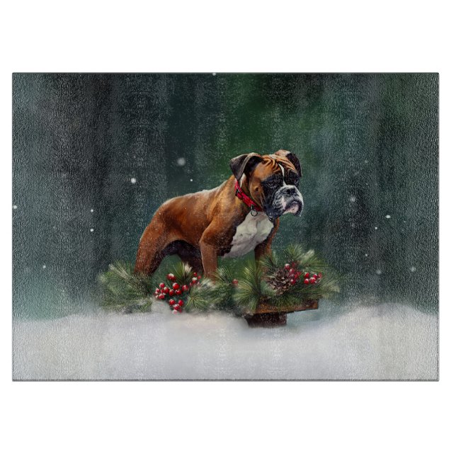 Planche À Découper Boxe neige de Noël hiver (Devant)