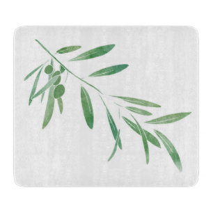 Planche À Découper Branche d'olive aquarelle