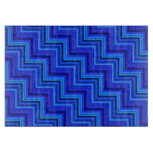 Planche À Découper Brayures bleues escaliers motif