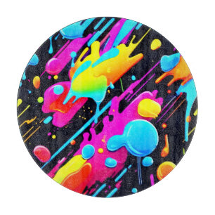 Planche À Découper Bright Neon Splashes dans l'oeuvre Abstraite