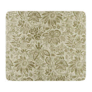 Planche À Découper Brocade Botanique Toile Florale Motif Vert Sauge