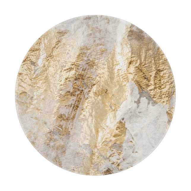 Planche À Découper Brosse d'or blanc à texture peinte. (Devant)