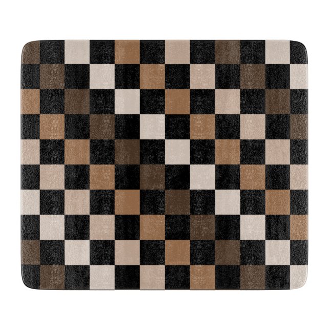Planche À Découper Brown À damiers noir En vichy Motif (Devant)