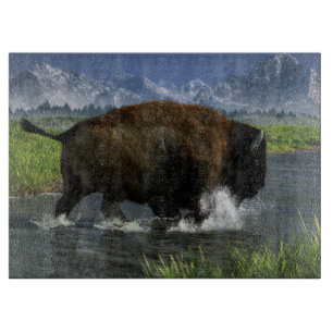 Planche À Découper Buffalo traversant une rivière
