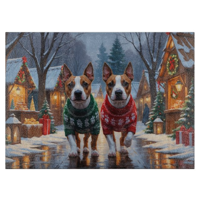 Planche À Découper Bull Terrier Dogs Christmas Snow Holiday (Devant)