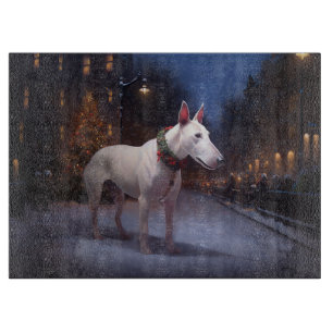 Planche À Découper Bull Terrier Saison de Noël festive
