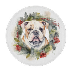 Planche À Découper Bulldog Christmas Wreath Festive Pup