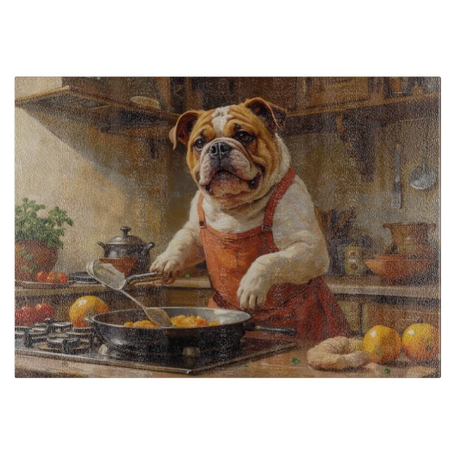Planche À Découper Bulldog Cooking in Kitchen (Devant)