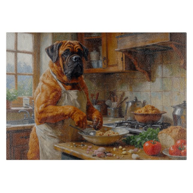 Planche À Découper Bullmastiff Cooking in Kitchen (Devant)