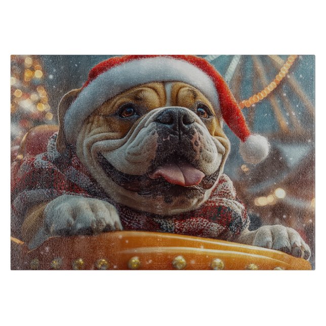 Planche À Découper Bullmastiff Dog Roller Dessous de verre Noël (Devant)