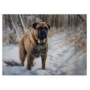 Planche À Découper Bullmastiff Laisser neiger Noël