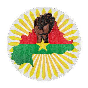 Planche À Découper Burkina Faso Carte, drapeau et première révolution