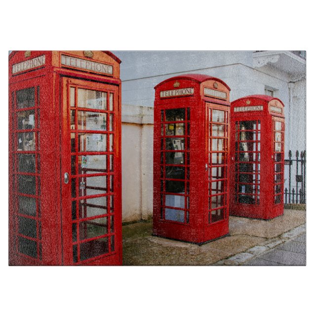 Planche À Découper Cabines téléphoniques rouges de Londres, (Devant)
