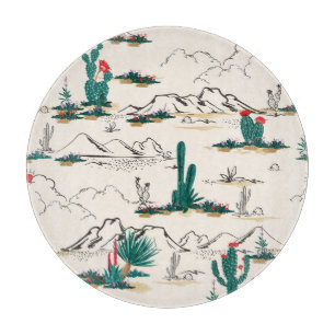 Planche À Découper Cactus Succulents : Flore Vintage du désert.