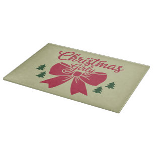 Planche À Découper Cadeau Esthétique Pour Elle De Noël Girly Tree Bow