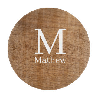 Planche À Découper cadre en bois marron motif monogramme rustique si