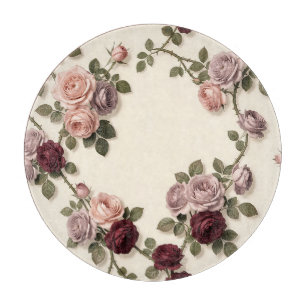 Planche À Découper Cadre floral de rose élégant Arrangement pastel do