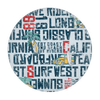 Planche À Découper California Surfing Team : Grunge Seamless Motif.
