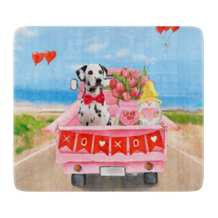 Planche À Découper Camion de la Saint-Valentin au coeur avec chien da