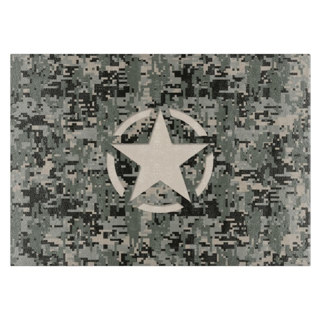 Planche À Découper Camouflage numérique du symbole étoile (Devant)