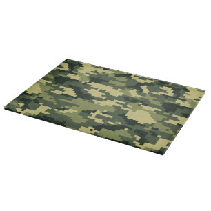 Planche À Découper Camouflage numérique en bois à 8 bits / Camo
