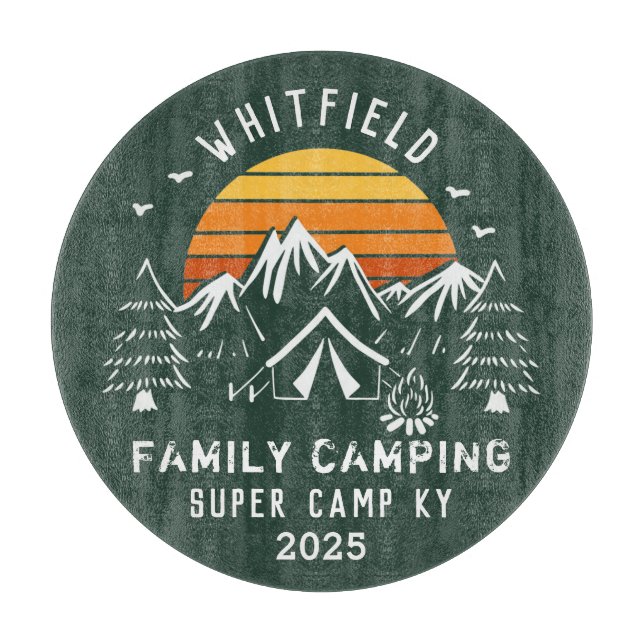 Planche À Découper Camping de jumelage de vacances en famille personn (Devant)
