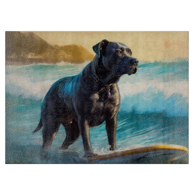 Planche À Découper Cane Corso Beach Surf Peinture (Devant)