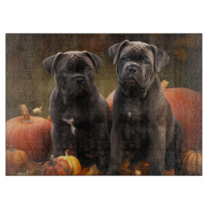 Planche À Découper Cane Corso Chiot Automne Citrouille de plaisir